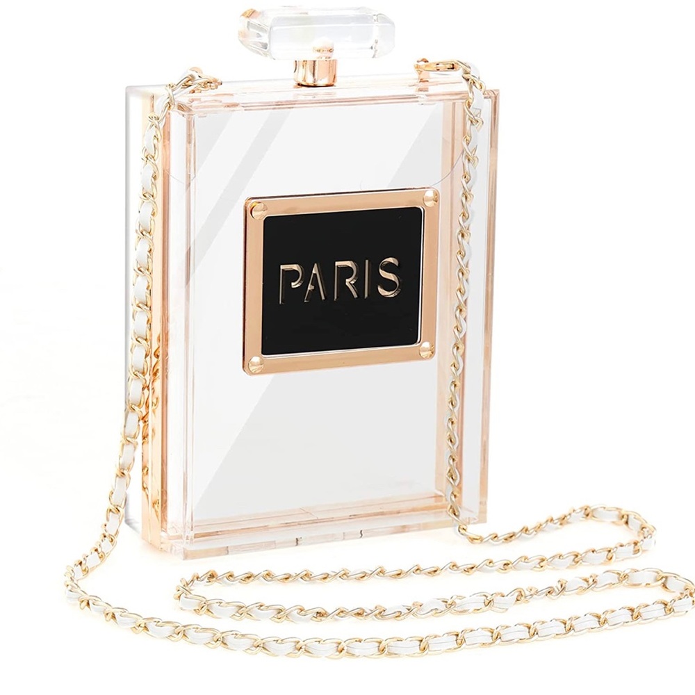 🔥 Women's Acrylic Paris Perfume Shaped Clear Bag Clutch Evening Bags Vintage